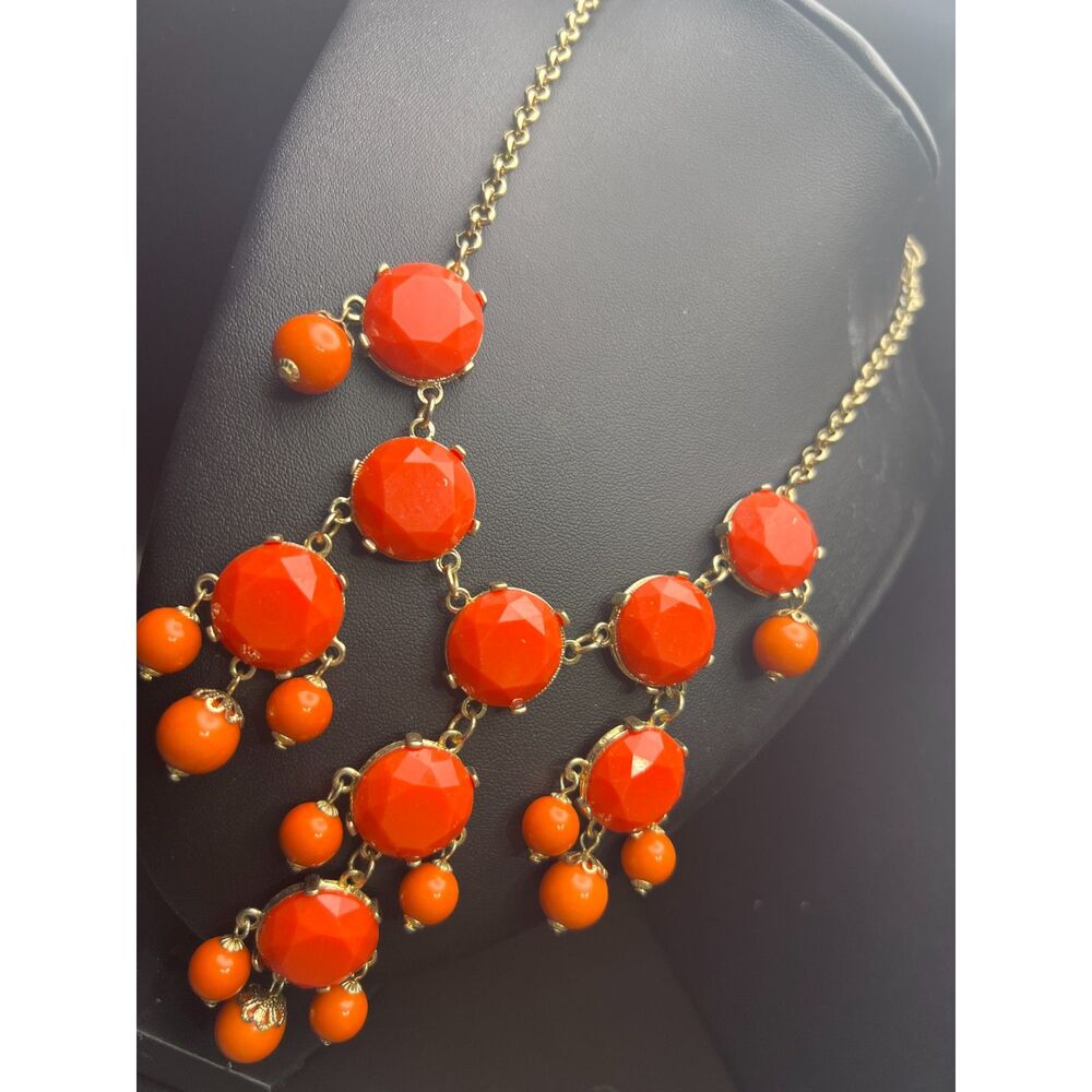 Burnt Orange Statement Necklace - image 5
